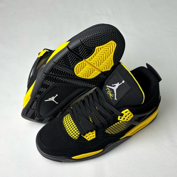 Men’s Black/Yellow Sneakers Trainers -Brand New Retro 4 Yellow Thunder 2023 - Picture 8 of 10
